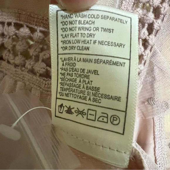 BB Dakota Roslyn Women’s S Victorian Blush Swiss Dot Crochet Ruffle Blouse - Picture 7 of 7